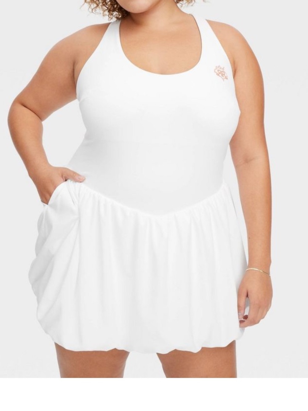 Roller Rabbit White Mini Dress SZ 2X built-in shorts Exercise swimsuit workout